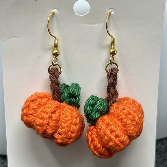 NEW Handmade Crochet Pumpkin Earrings by Elevate Crochet - Picture 9 of 9